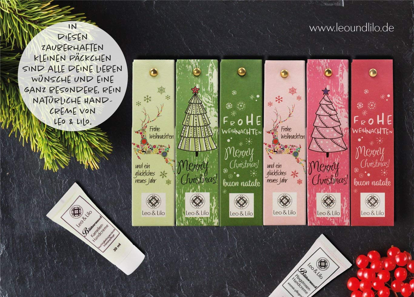 Handcreme Geschenkset Kleiner Weihnachtsgruß - 6 Einzeln Verpackte Naturkosmetik Zertifizierte Handcremes - Intensive Pflege Für Trockene Hände - 6 X 20 Ml