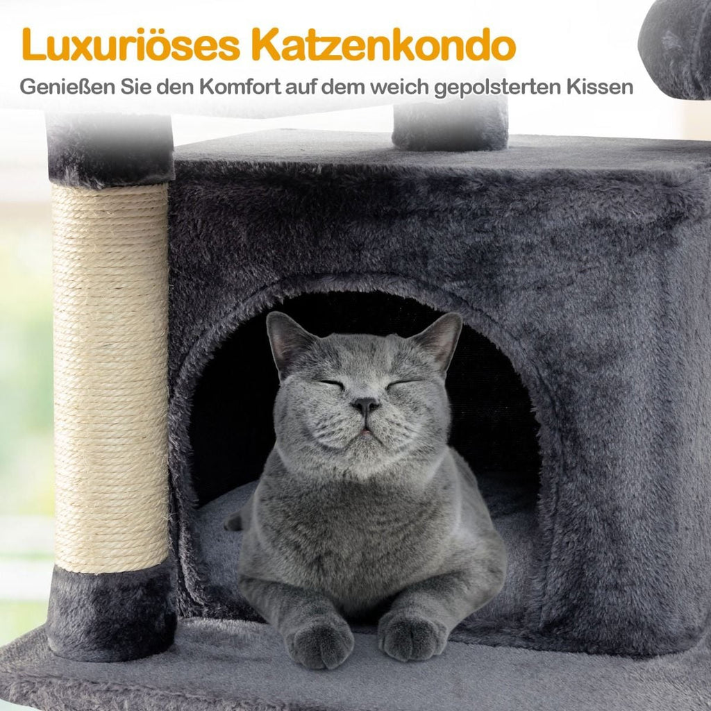 170Cm Kratzbaum Kletterbaum Katzenbaum Katzenkratzbaum Kratzmöbel Kratzstämme Höhle Mit Spielbälle