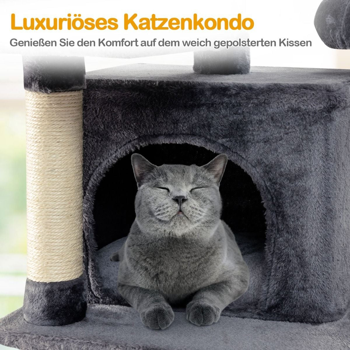 170Cm Kratzbaum Kletterbaum Katzenbaum Katzenkratzbaum Kratzmöbel Kratzstämme Höhle Mit Spielbälle