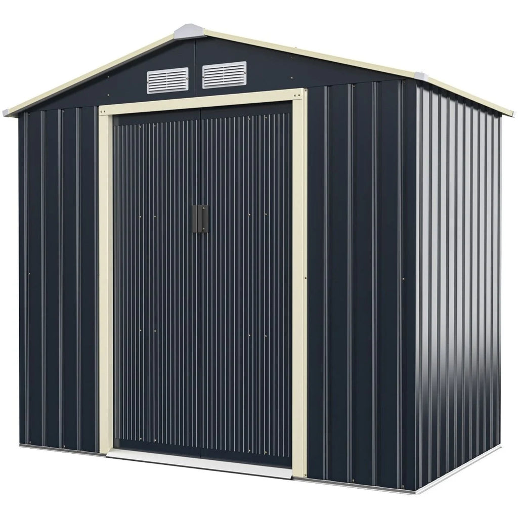 Outdoor-Metallschuppen Gartenhaus Aus Stahl Schuppen 213 X 162 X 117 Cm Grau