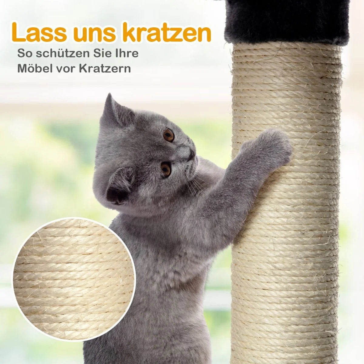170Cm Kratzbaum Kletterbaum Katzenbaum Katzenkratzbaum Kratzmöbel Kratzstämme Höhle Mit Spielbälle