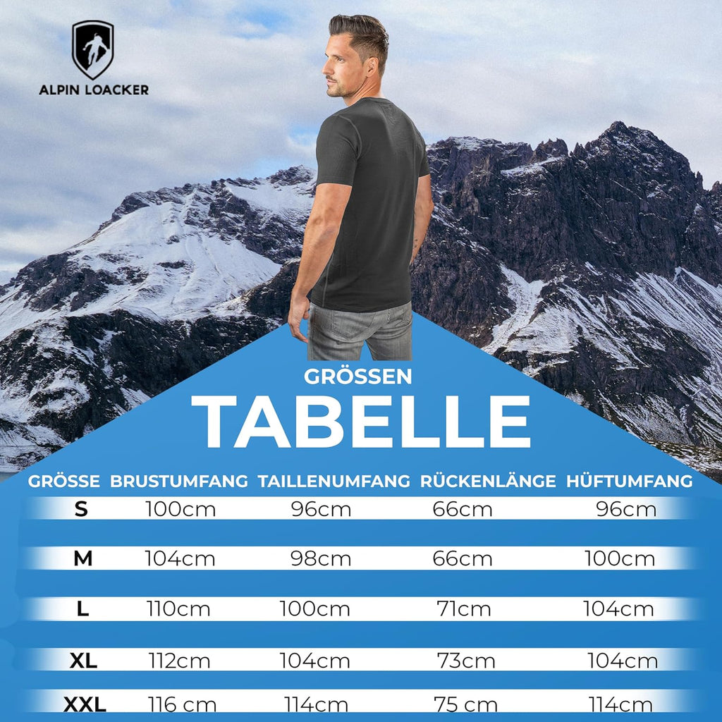 ALPIN LOACKER Merino Shirt Herren Kurzarm I Antischweißshirt I Merinowolle Tshirt I Thermooberteil Atmungsaktiv