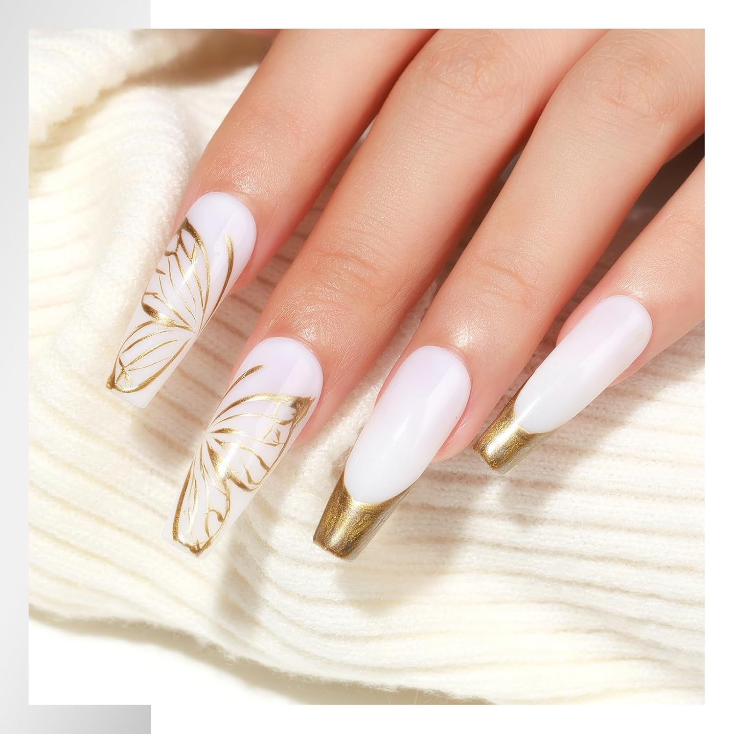 MIZHSE Metallic Painting Gel Set - 2 Farben Sliver Und Gold Painting Gel, 3D Crome Glue Nail UV, Gold Pigment Nagel, Metallic Silber UV Lack, Liner Nail Art 7Ml 2PCS