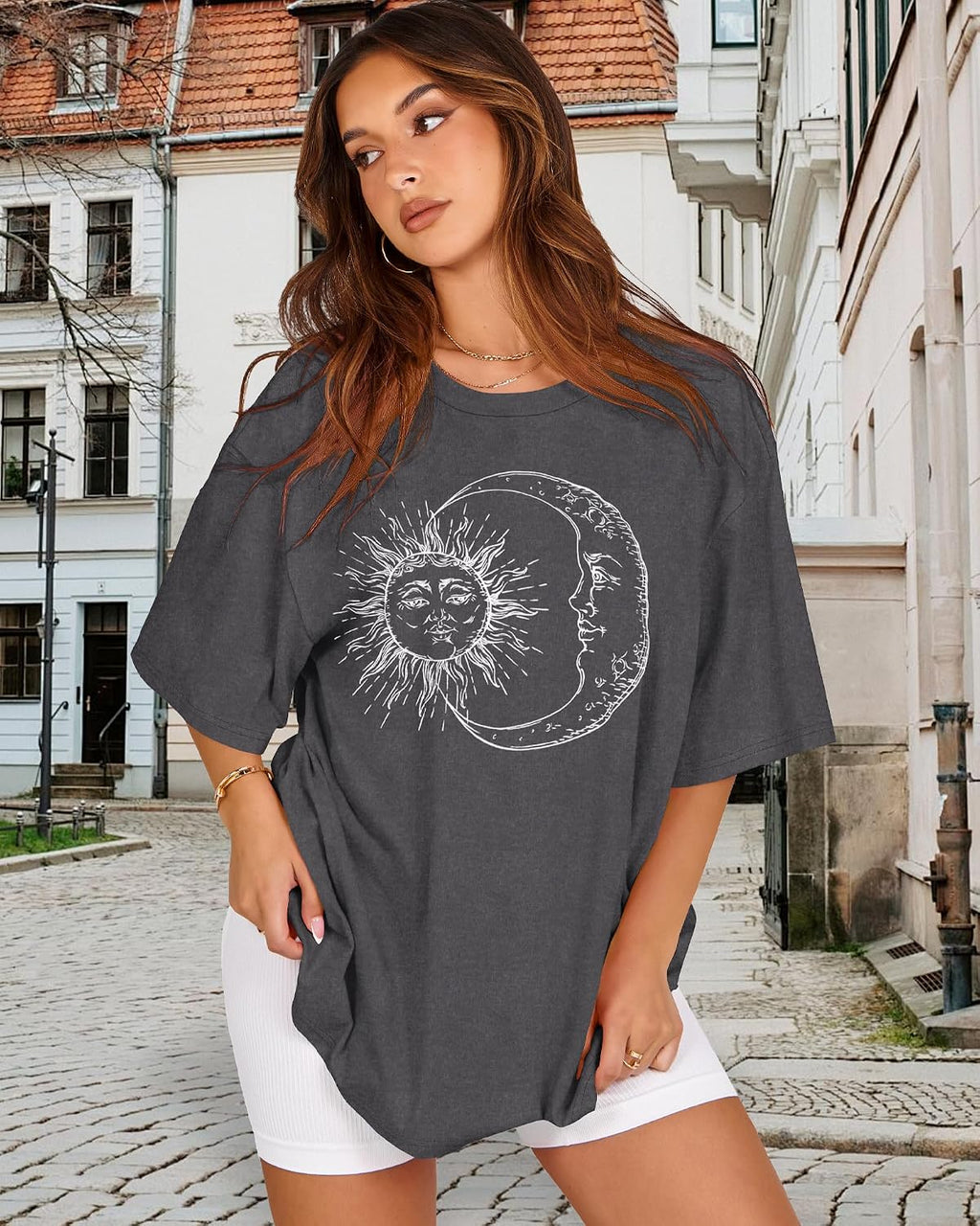 Tshirt Damen Sommer Tops Kurzarm Oversize Bluse Rundhals Casual Oberteil