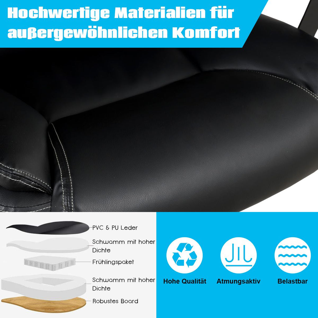 Bürostuhl Chefsessel Höhenverstellbarer Computerstuhl 360 ° Drehbar Belastbar Bis 220Kg