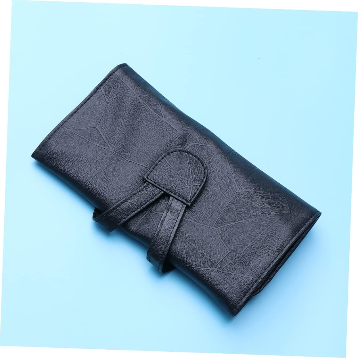 DOITOOL Tragbare Kosmetiktasche Aus Pu Mit Organizer Für 18 Make up Pinsel Kompakte Bürstentasche Schwarz Leichte Schminkpinseltasche Für Zuhause Und Reisen