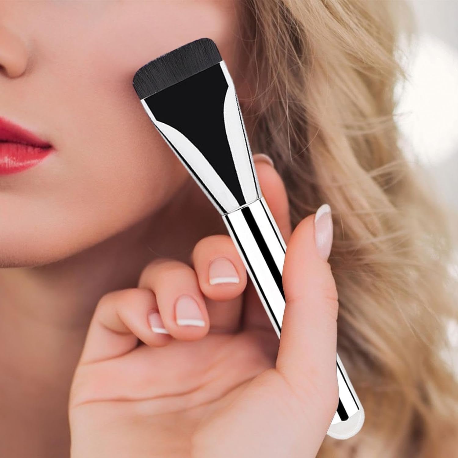 Flacher Foundation Makeup Pinsel | Flacher Rouge Concealer Pinsel | Ultra Dünner Make up Pinsel, Flüssiger Puderpinsel,Foundation Pinsel?Kosmetik Applikator Flüssigkeitspuderpinsel