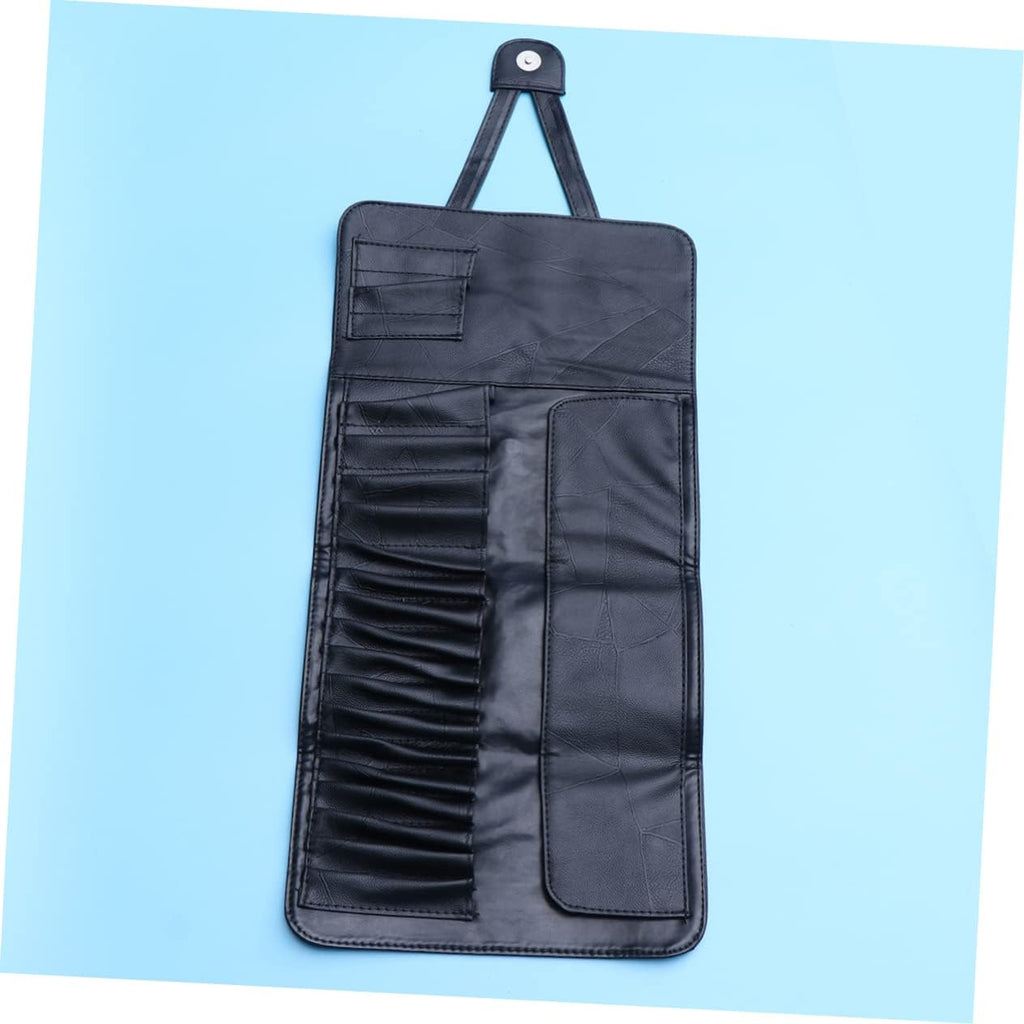 DOITOOL Tragbare Kosmetiktasche Aus Pu Mit Organizer Für 18 Make up Pinsel Kompakte Bürstentasche Schwarz Leichte Schminkpinseltasche Für Zuhause Und Reisen