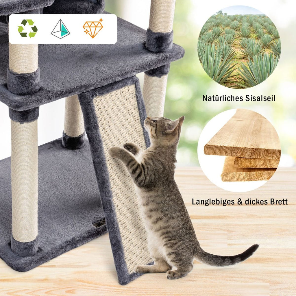 170Cm Kratzbaum Kletterbaum Katzenbaum Katzenkratzbaum Kratzmöbel Kratzstämme Höhle Mit Spielbälle