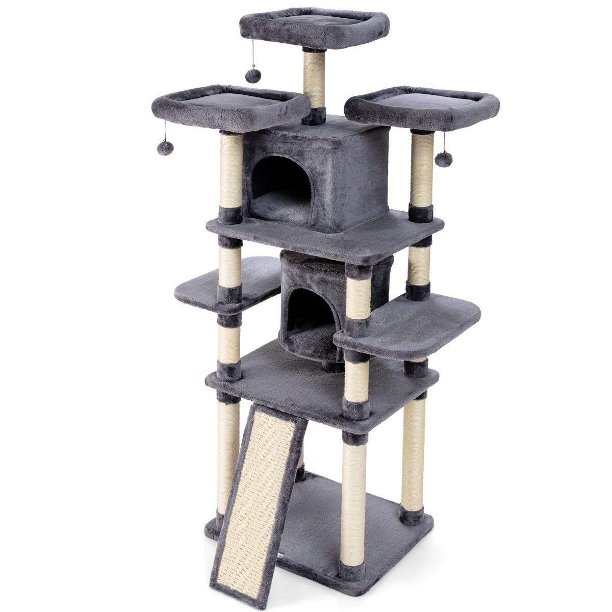 170Cm Kratzbaum Kletterbaum Katzenbaum Katzenkratzbaum Kratzmöbel Kratzstämme Höhle Mit Spielbälle