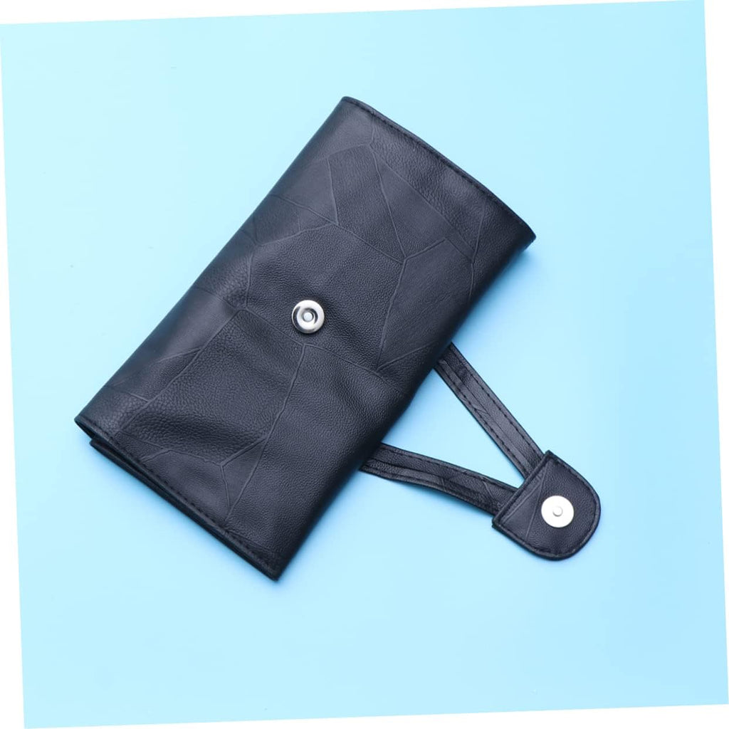 DOITOOL Tragbare Kosmetiktasche Aus Pu Mit Organizer Für 18 Make up Pinsel Kompakte Bürstentasche Schwarz Leichte Schminkpinseltasche Für Zuhause Und Reisen