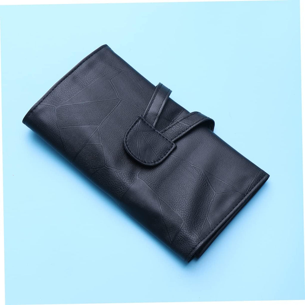DOITOOL Tragbare Kosmetiktasche Aus Pu Mit Organizer Für 18 Make up Pinsel Kompakte Bürstentasche Schwarz Leichte Schminkpinseltasche Für Zuhause Und Reisen