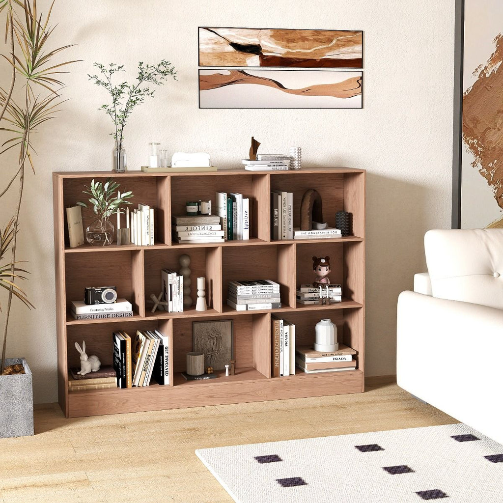 Bücherregal Mit 10 Fächern Standregal Mit 3 Ebenen Würfelregal Büroregal 140 X 24 X 104 Cm Natur/Weiß