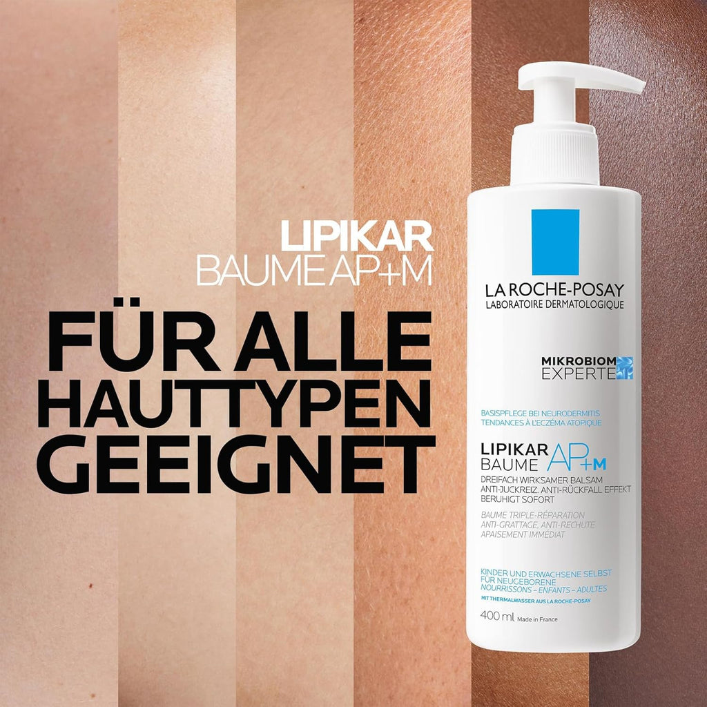 La Roche Posay Bodylotion Für Trockene, Zu Neurodermitis Neigende Haut, Stärkt Mikrobiom, Mildert Juckreiz, Mit Niacinamid Und Sheabutter, Lipikar Baume AP + M, 400 Ml