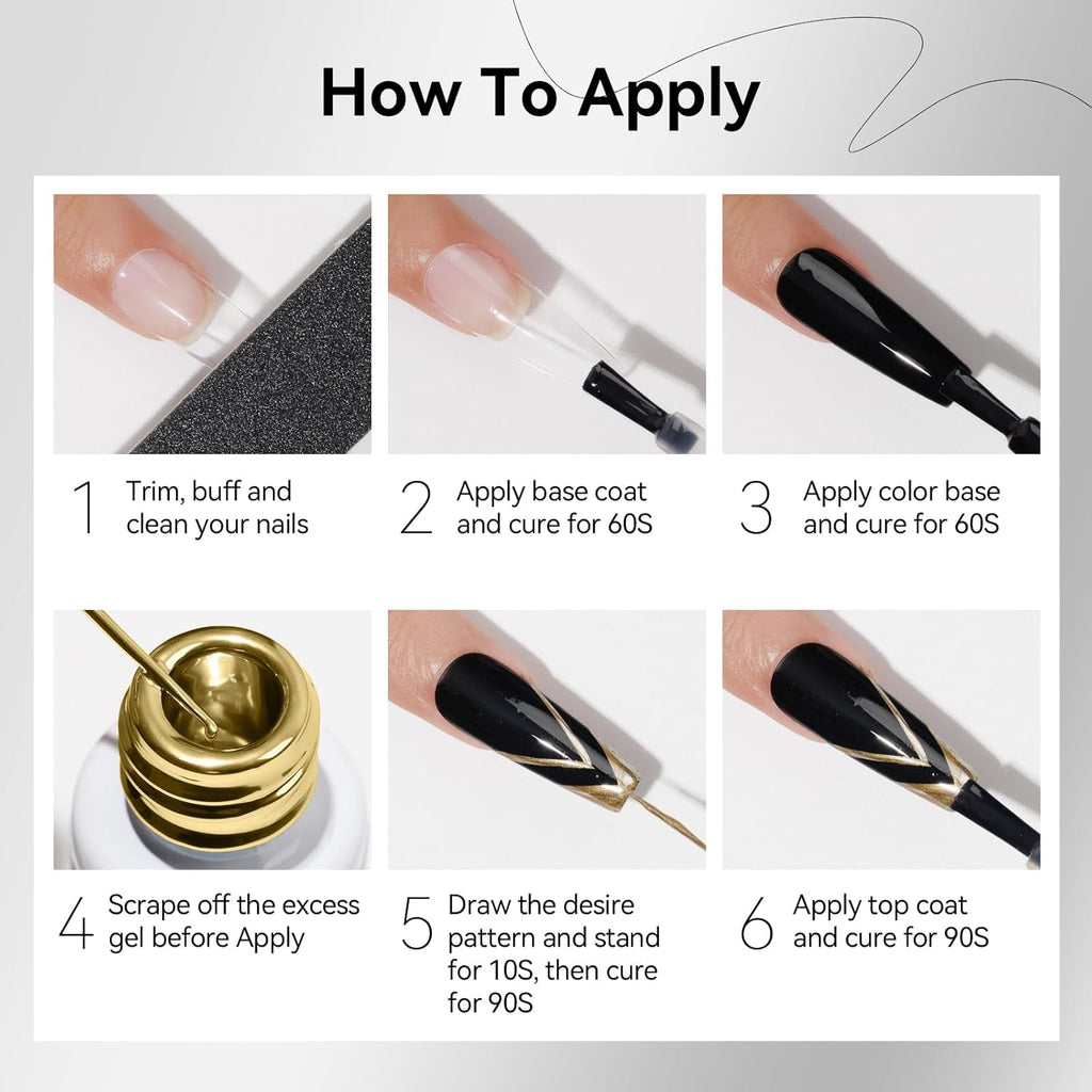 MIZHSE Metallic Painting Gel Set - 2 Farben Sliver Und Gold Painting Gel, 3D Crome Glue Nail UV, Gold Pigment Nagel, Metallic Silber UV Lack, Liner Nail Art 7Ml 2PCS
