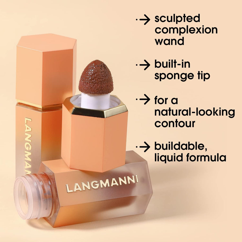 Liquid Contour Stick -Built-In Sponge Tip Sculpted Complexion Wand Contour Waterproof Long Lasting Natural Bronzer Smooth Face Highlighter Beauty Contour Stick (# 101, 1)
