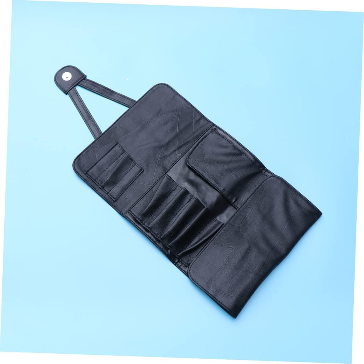 DOITOOL Tragbare Kosmetiktasche Aus Pu Mit Organizer Für 18 Make up Pinsel Kompakte Bürstentasche Schwarz Leichte Schminkpinseltasche Für Zuhause Und Reisen