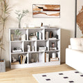 Bücherregal Mit 10 Fächern Standregal Mit 3 Ebenen Würfelregal Büroregal 140 X 24 X 104 Cm Natur/Weiß