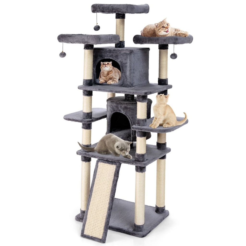 170Cm Kratzbaum Kletterbaum Katzenbaum Katzenkratzbaum Kratzmöbel Kratzstämme Höhle Mit Spielbälle