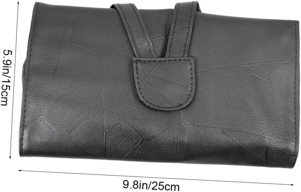 DOITOOL Tragbare Kosmetiktasche Aus Pu Mit Organizer Für 18 Make up Pinsel Kompakte Bürstentasche Schwarz Leichte Schminkpinseltasche Für Zuhause Und Reisen