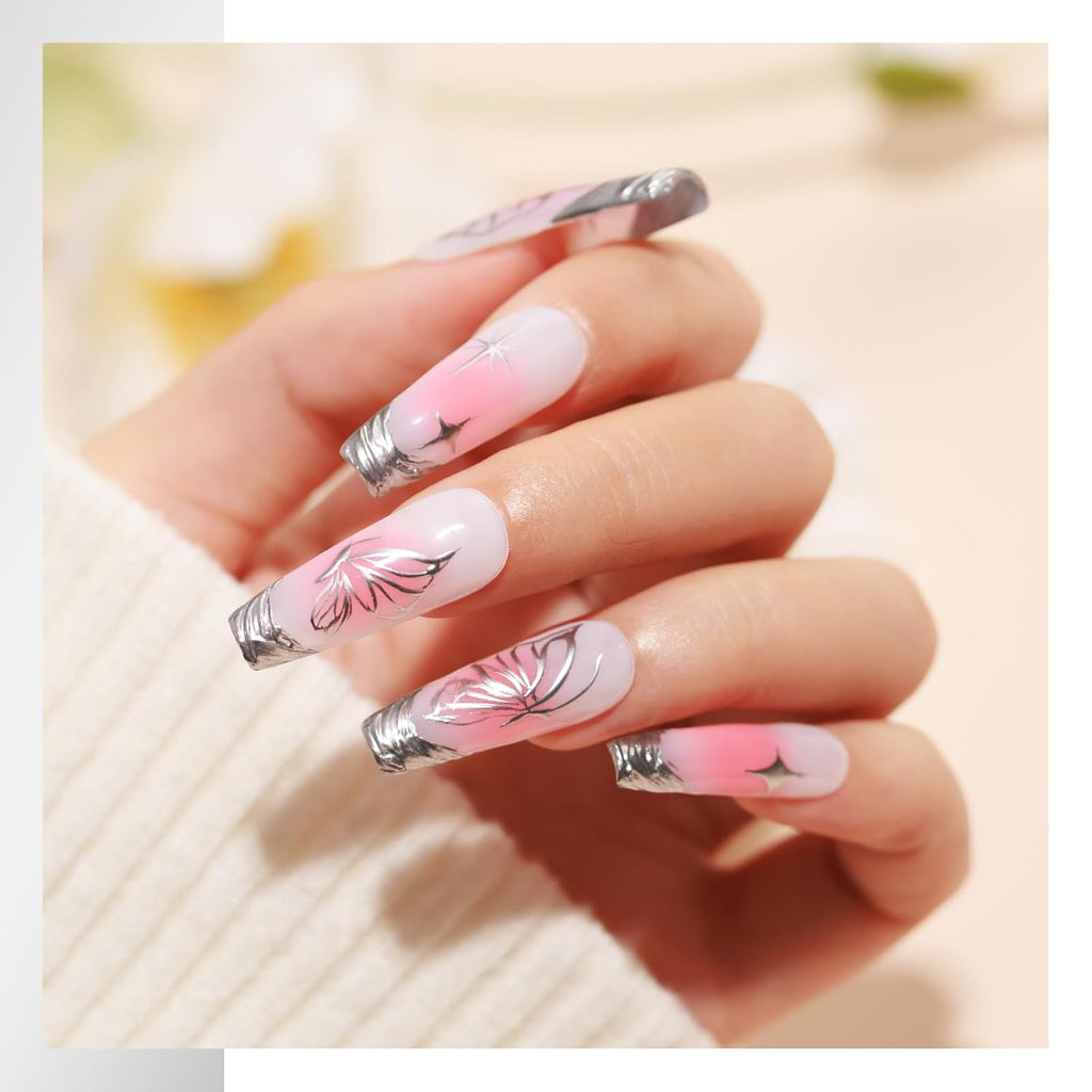 MIZHSE Metallic Painting Gel Set - 2 Farben Sliver Und Gold Painting Gel, 3D Crome Glue Nail UV, Gold Pigment Nagel, Metallic Silber UV Lack, Liner Nail Art 7Ml 2PCS