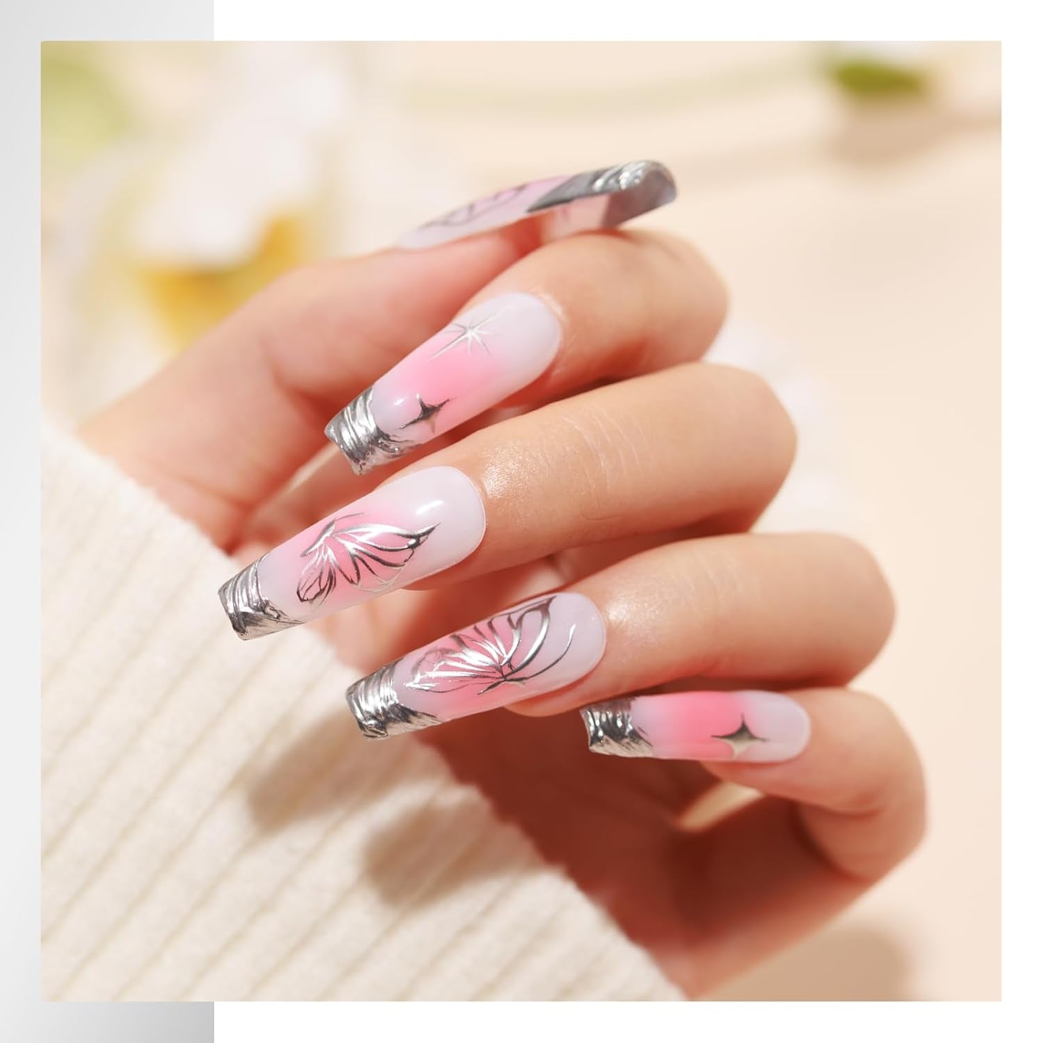 MIZHSE Metallic Painting Gel Set - 2 Farben Sliver Und Gold Painting Gel, 3D Crome Glue Nail UV, Gold Pigment Nagel, Metallic Silber UV Lack, Liner Nail Art 7Ml 2PCS