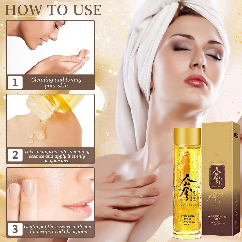 Ginseng anti Wrinkle Serum, 2 Stück Ginseng Polypeptide Anti-Ageing Essence, 120ML Peptid anti Falten Serum, Gesichtspflege Für Alle Hauttypen