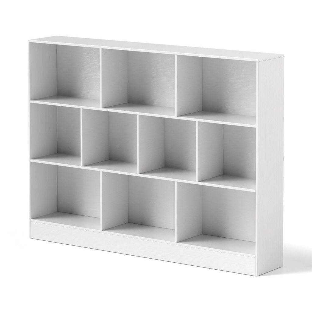 Bücherregal Mit 10 Fächern Standregal Mit 3 Ebenen Würfelregal Büroregal 140 X 24 X 104 Cm Natur/Weiß