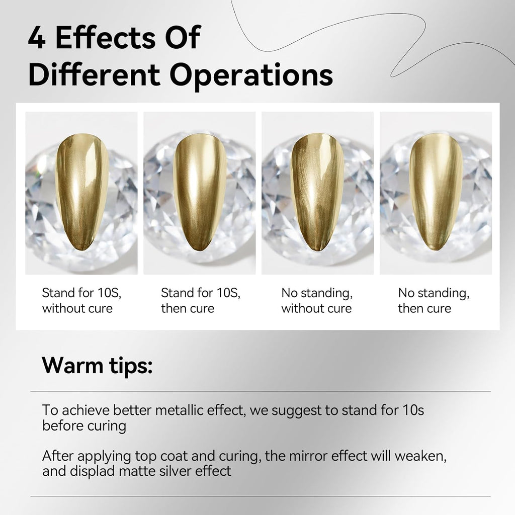 MIZHSE Metallic Painting Gel Set - 2 Farben Sliver Und Gold Painting Gel, 3D Crome Glue Nail UV, Gold Pigment Nagel, Metallic Silber UV Lack, Liner Nail Art 7Ml 2PCS