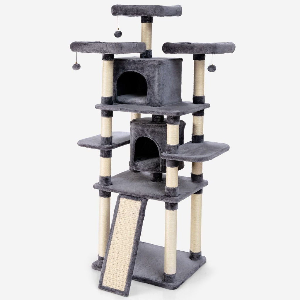 170Cm Kratzbaum Kletterbaum Katzenbaum Katzenkratzbaum Kratzmöbel Kratzstämme Höhle Mit Spielbälle