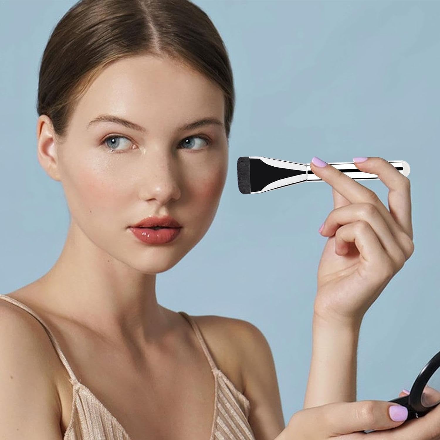 Flacher Foundation Makeup Pinsel | Flacher Rouge Concealer Pinsel | Ultra Dünner Make up Pinsel, Flüssiger Puderpinsel,Foundation Pinsel?Kosmetik Applikator Flüssigkeitspuderpinsel