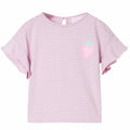 Kinder-T-Shirt Mit Rüschenärmeln Sommer Kurzarmshirt Kindershirt Shirt Lila Vida