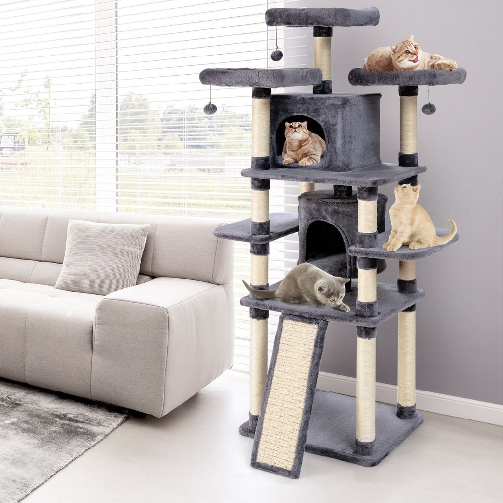 170Cm Kratzbaum Kletterbaum Katzenbaum Katzenkratzbaum Kratzmöbel Kratzstämme Höhle Mit Spielbälle